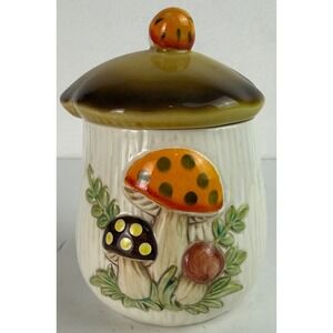Vtg Merry Mushroom Small Lidded Canister Sears & Roebuck 1976 Made in Japan 6"